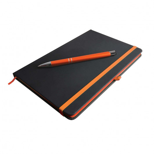 Promotional Ormond Notebook and Pens Dark Navy Orange